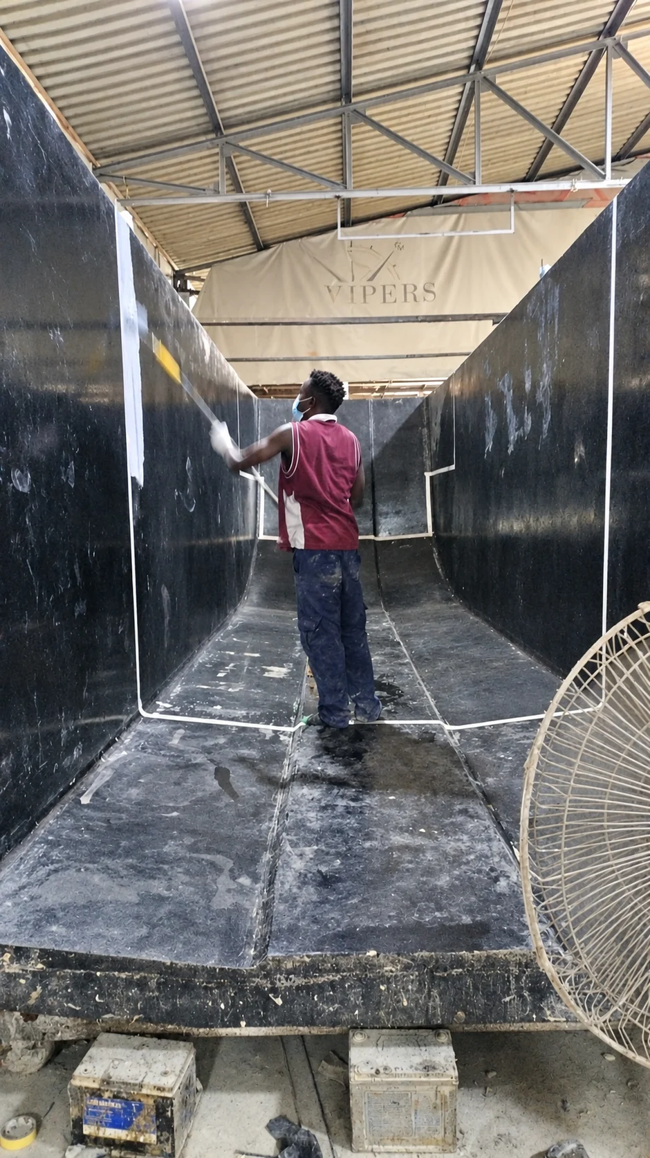 Surface preparation inside the composite shell.